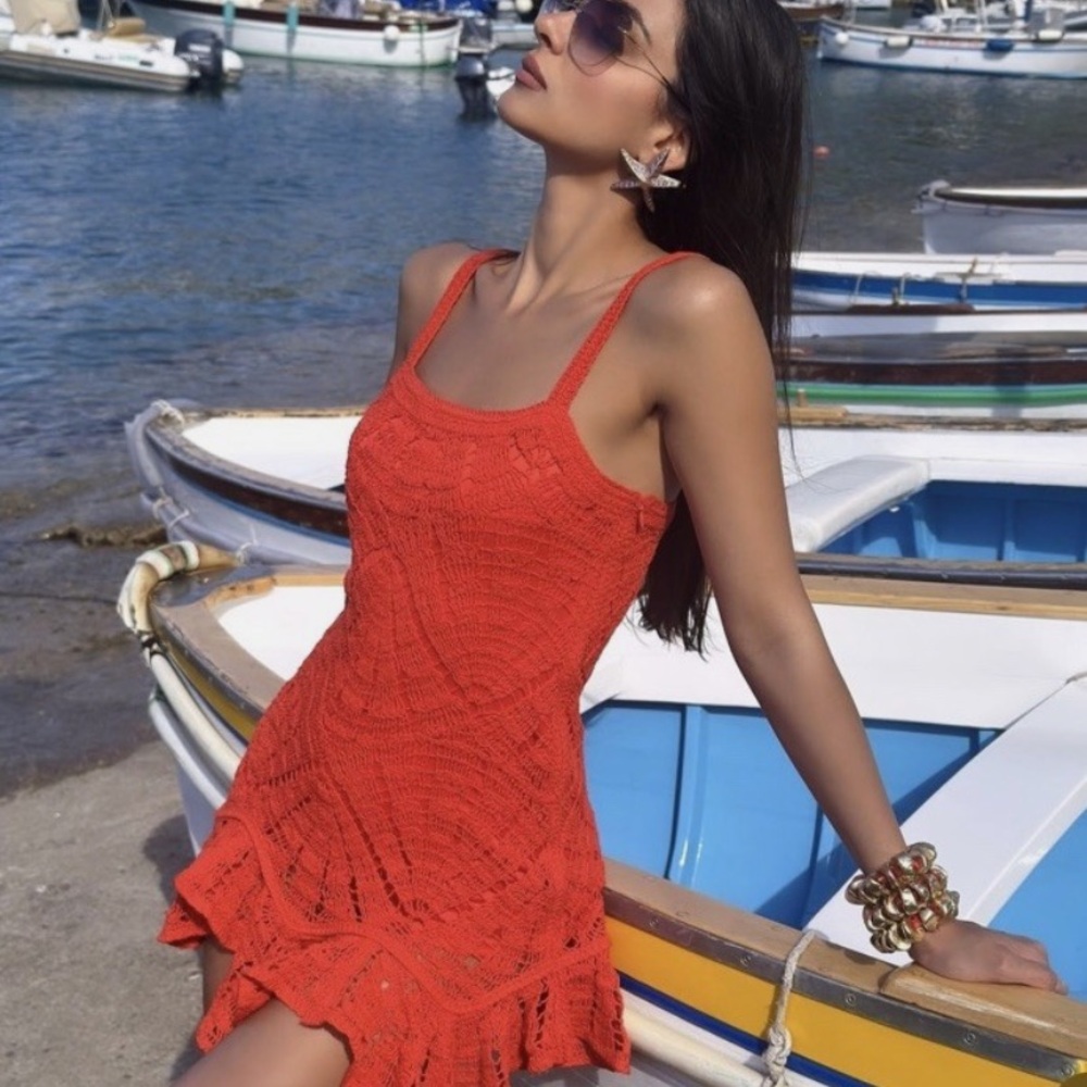 Zara Crochet Peplum Dress NWT